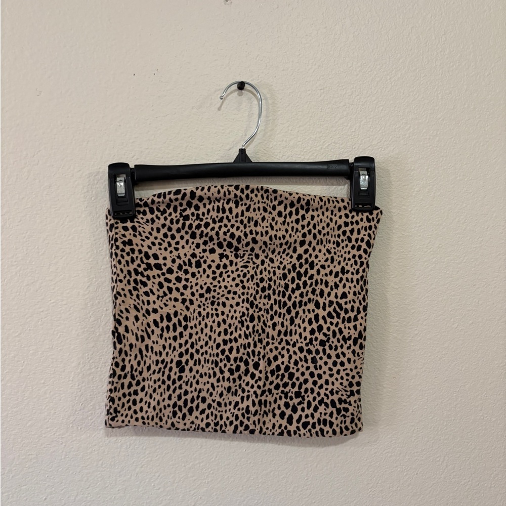 Brandy Melville Tan Tube Top with Black Leopard Spots